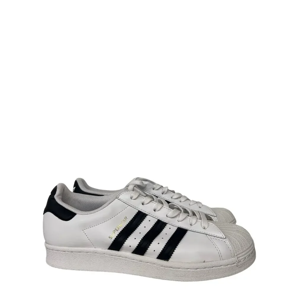 New Adidas WOMENS 11 Superstar White Black Leather Shell Toe Shoes FV3284 - Picture 1 of 5